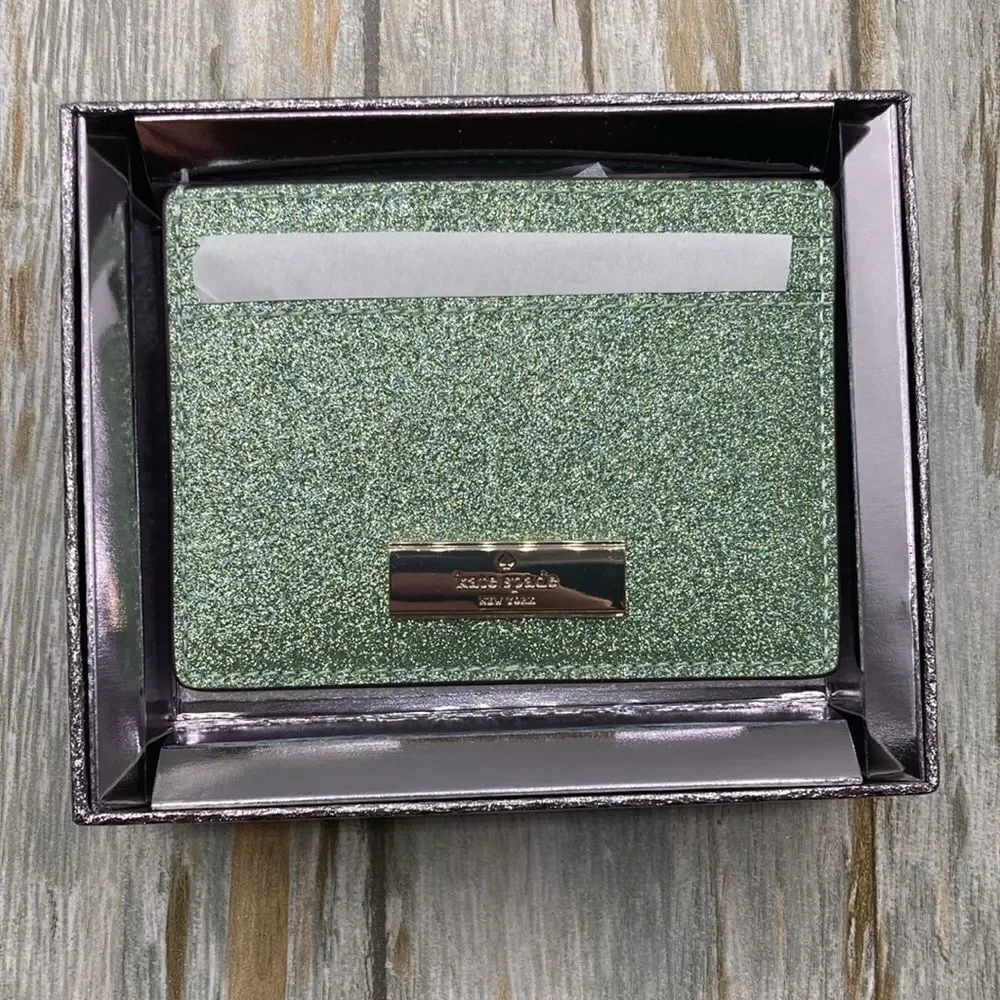 Kate Spade Kenzie Boxed Glitter Small Cardholder Wallet Bag Purse